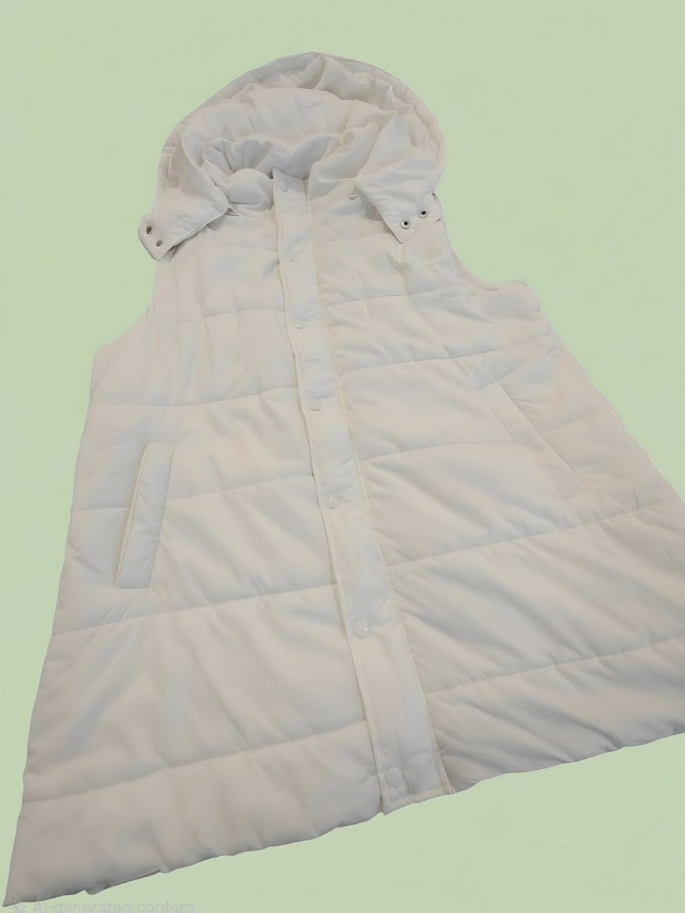 Women's White Quilted Long Puffer Vest XXL